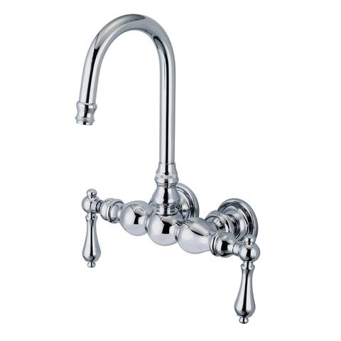 Water Creation Chrome Classic 3 3/8-inch Center Wall Mount Tub Faucet with Gooseneck Spout and Straight Wall Connector