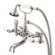 preview thumbnail 3 of 2, Water Creation Vintage Classic Polished Nickel PVD 7-inch Spread Deck Mount Tub Faucet With 2-inch Risers and Handheld Shower Hot and Cold labeled porcelain lever handles