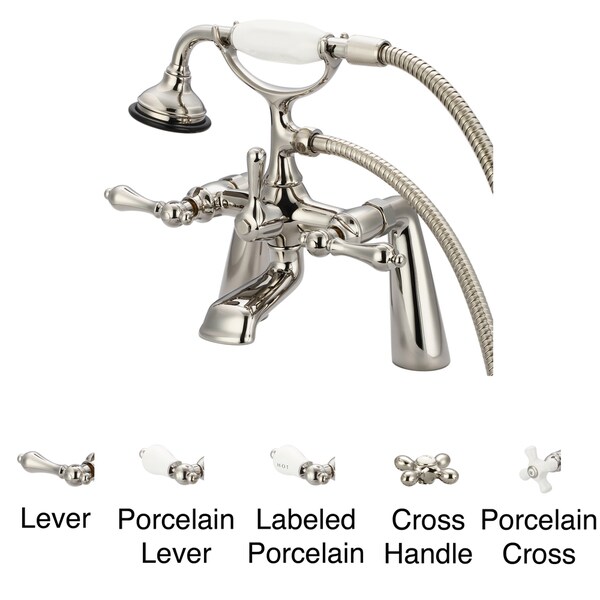 Water Creation Vintage Classic 7-inch Spread Deck Mount Tub Faucet With Handheld Shower in Polished Nickel PVD Finish