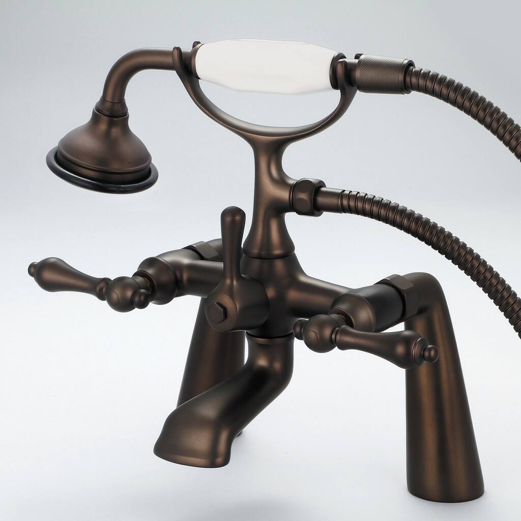 Water Creation Vintage Oil-rubbed Bronze 7-inch Deck Mount Tub Faucet and Hand Shower Set