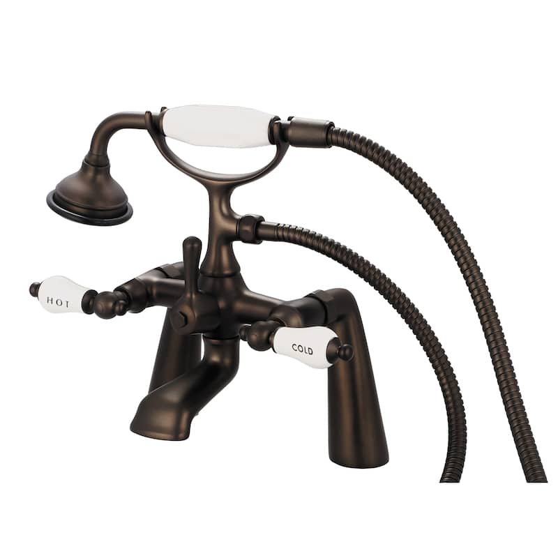 Water Creation Vintage Oil-rubbed Bronze 7-inch Deck Mount Tub Faucet and Hand Shower Set