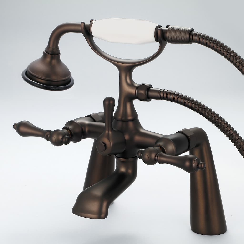 Water Creation Vintage Oil-rubbed Bronze 7-inch Deck Mount Tub Faucet and Hand Shower Set