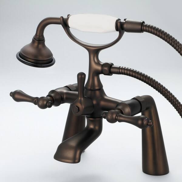 slide 2 of 8, Water Creation Vintage Oil-rubbed Bronze 7-inch Deck Mount Tub Faucet and Hand Shower Set