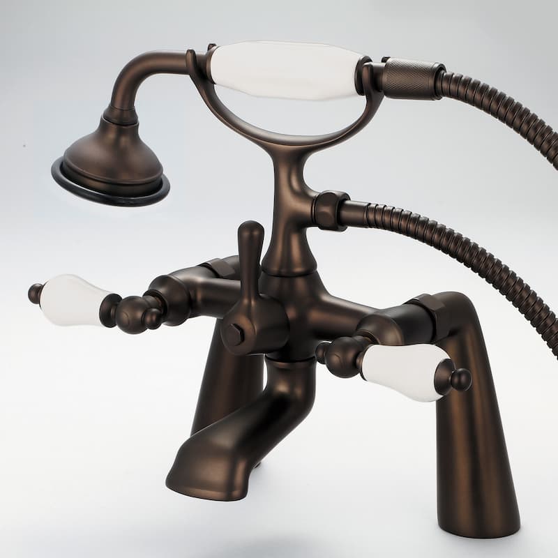 Water Creation Vintage Oil-rubbed Bronze 7-inch Deck Mount Tub Faucet and Hand Shower Set