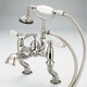 preview thumbnail 5 of 4, Water Creation Vintage Classic Adjustable Center Deck Mount Tub Faucet With Handheld Shower in Polished Nickel PVD Finish Porcelain Lever Handles