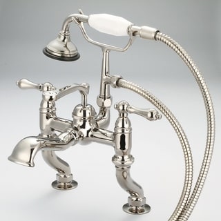 Water Creation Vintage Classic Adjustable Center Deck Mount Tub Faucet With Handheld Shower in Polished Nickel PVD Finish