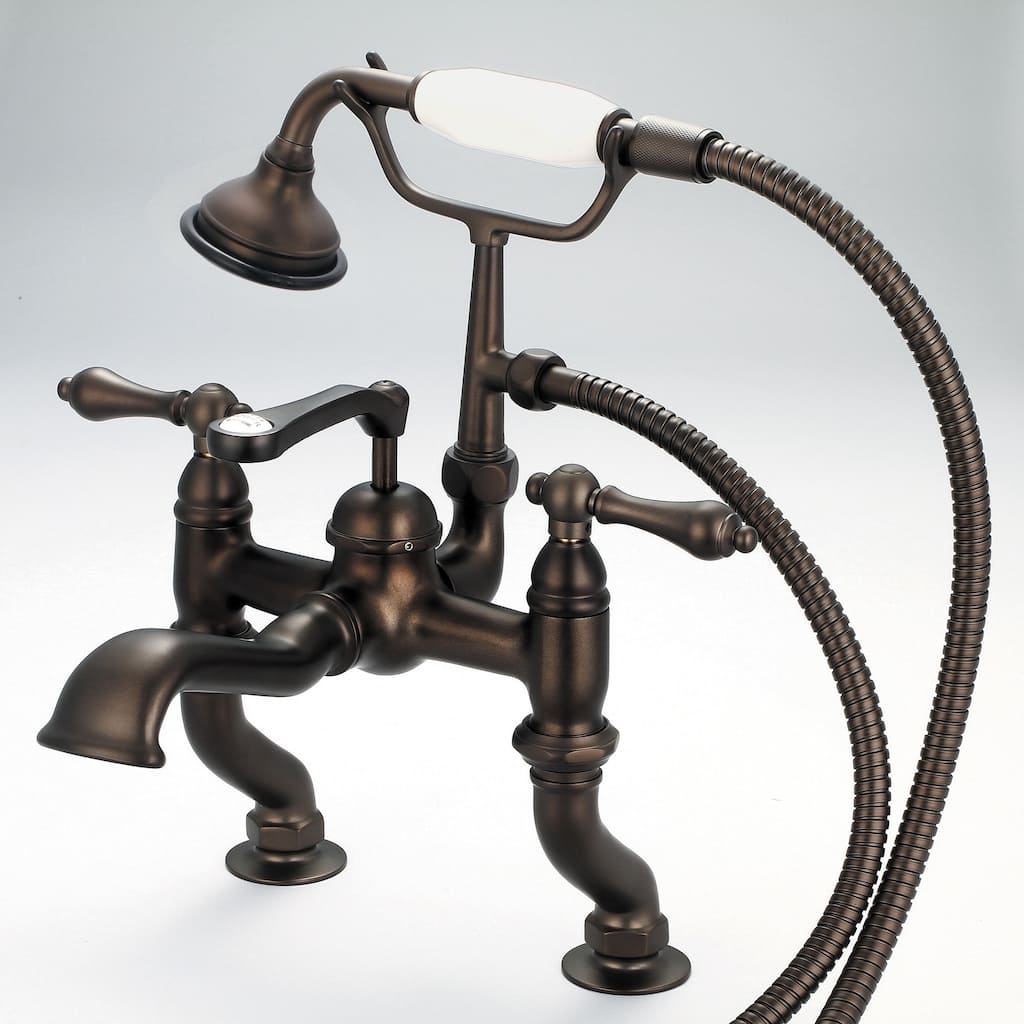 Water Creation Vintage Classic Adjustable Center Deck Mount Tub Faucet with Handheld Shower in Oil Rubbed Bronze Finish