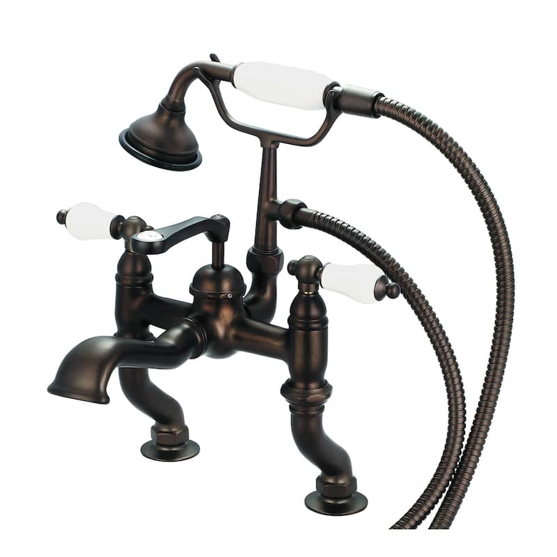 Water Creation Vintage Classic Adjustable Center Deck Mount Tub Faucet with Handheld Shower in Oil Rubbed Bronze Finish