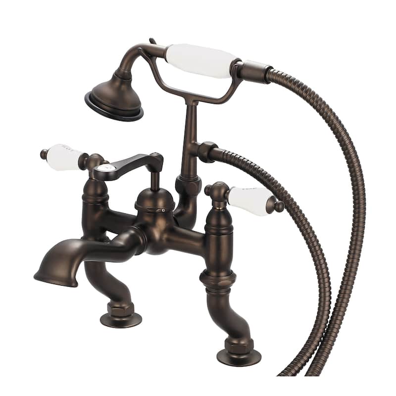 Water Creation Vintage Classic Adjustable Center Deck Mount Tub Faucet with Handheld Shower in Oil Rubbed Bronze Finish