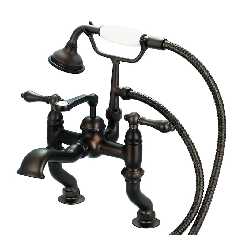 Water Creation Vintage Classic Adjustable Center Deck Mount Tub Faucet with Handheld Shower in Oil Rubbed Bronze Finish