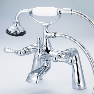 Water Creation Vintage Classic 7-inch Spread Deck Mount Tub Faucet With Handheld Shower in Chrome Finish