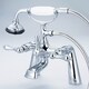 preview thumbnail 1 of 4, Water Creation Vintage Classic 7-inch Spread Deck Mount Tub Faucet With Handheld Shower in Chrome Finish Lever Handles