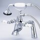 preview thumbnail 3 of 4, Water Creation Vintage Classic 7-inch Spread Deck Mount Tub Faucet With Handheld Shower in Chrome Finish Hot and Cold labeled porcelain lever handles
