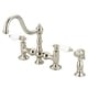 preview thumbnail 3 of 1, Water Creation Bridge Style Polished Nickel PVD Finish Kitchen Faucet with Side Spray Porcelain Lever Handle