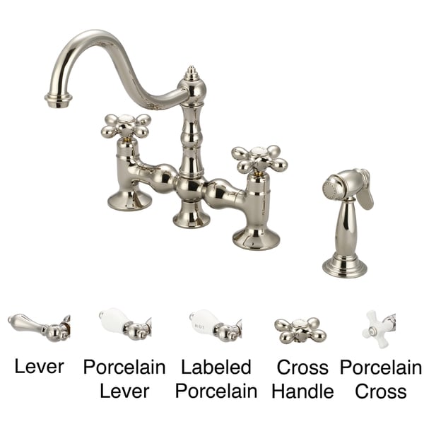 Water Creation Bridge Style Polished Nickel PVD Finish Kitchen Faucet ...