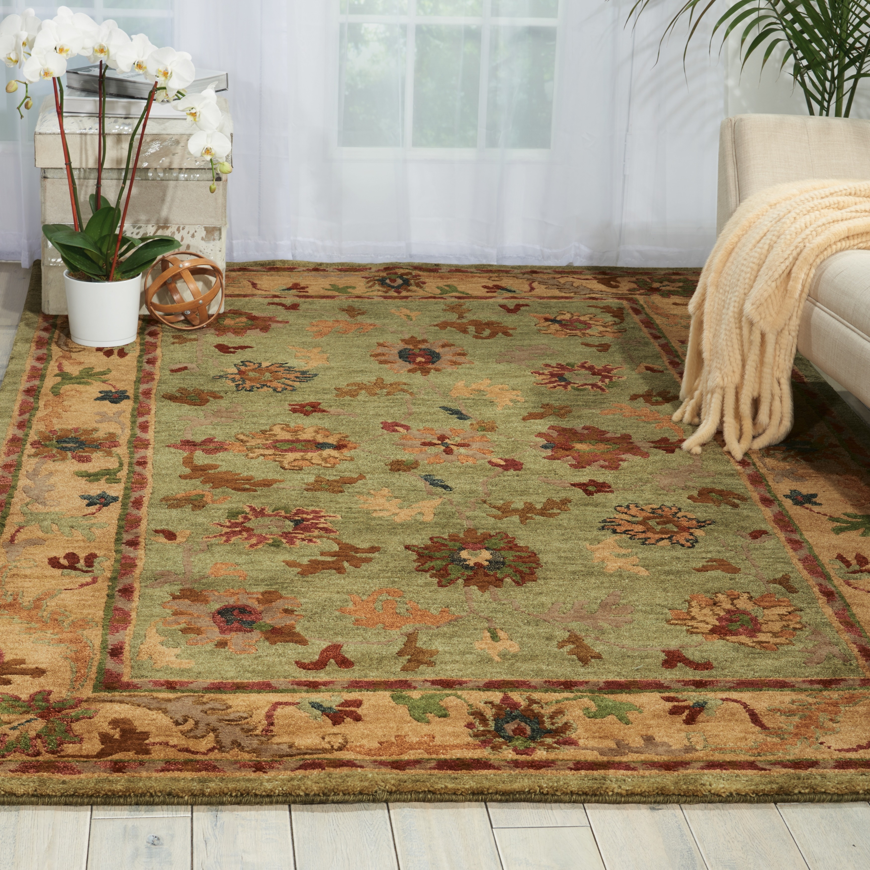 Nourison Hand-Knotted Tahoe Green Wool Rug