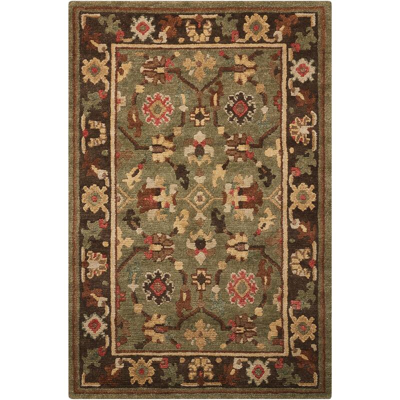 Nourison Tahoe TA10 Hand-knotted Area Rug - Green - Abstract/Oriental - 8' Runner - 2' 3" x 8' - Green