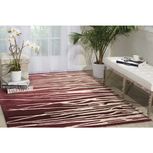 Shop Nourison Lakeside Handtufted Berry/Beige Striped Rug Free