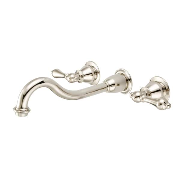 slide 2 of 6, Water Creation Elegant Spout Wall Mount Vessel/Lavatory Faucet in Polished Nickel PVD Finish Lever Handles
