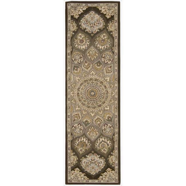 Nourison Hand-tufted Area Rug - Brown - Wool/Silk - 5'6" x 8'6" - Traditional/Classic