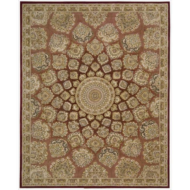Nourison Hand-tufted Area Rug - Rose - Wool/Silk - 7'9" x 9'9" - Traditional/Classic