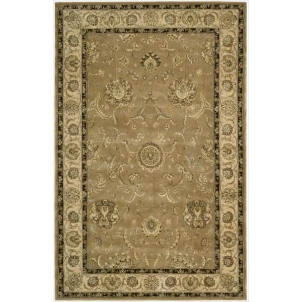 Nourison Hand-tufted Oriental Bordered Wool Area Rug - 6' Round - Tan - Round