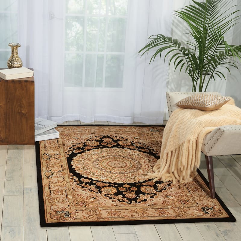 Nourison 2000 Hand Tufted Medallion Black Rug