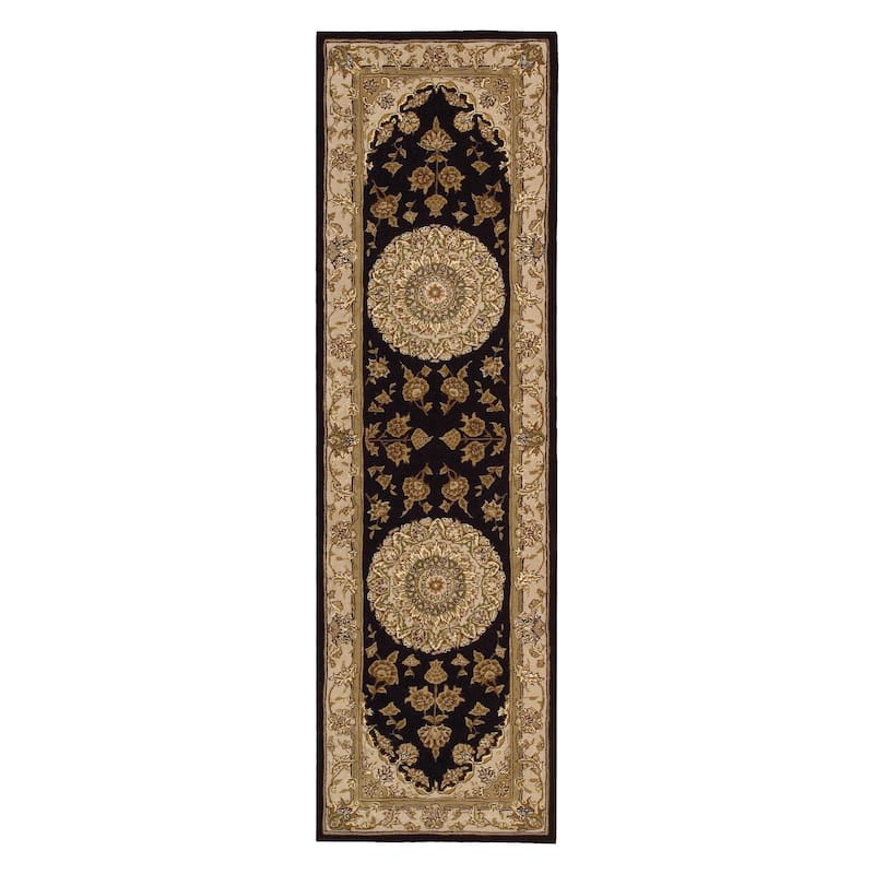 Nourison 2000 Hand Tufted Medallion Black Rug - 4' Round - Black