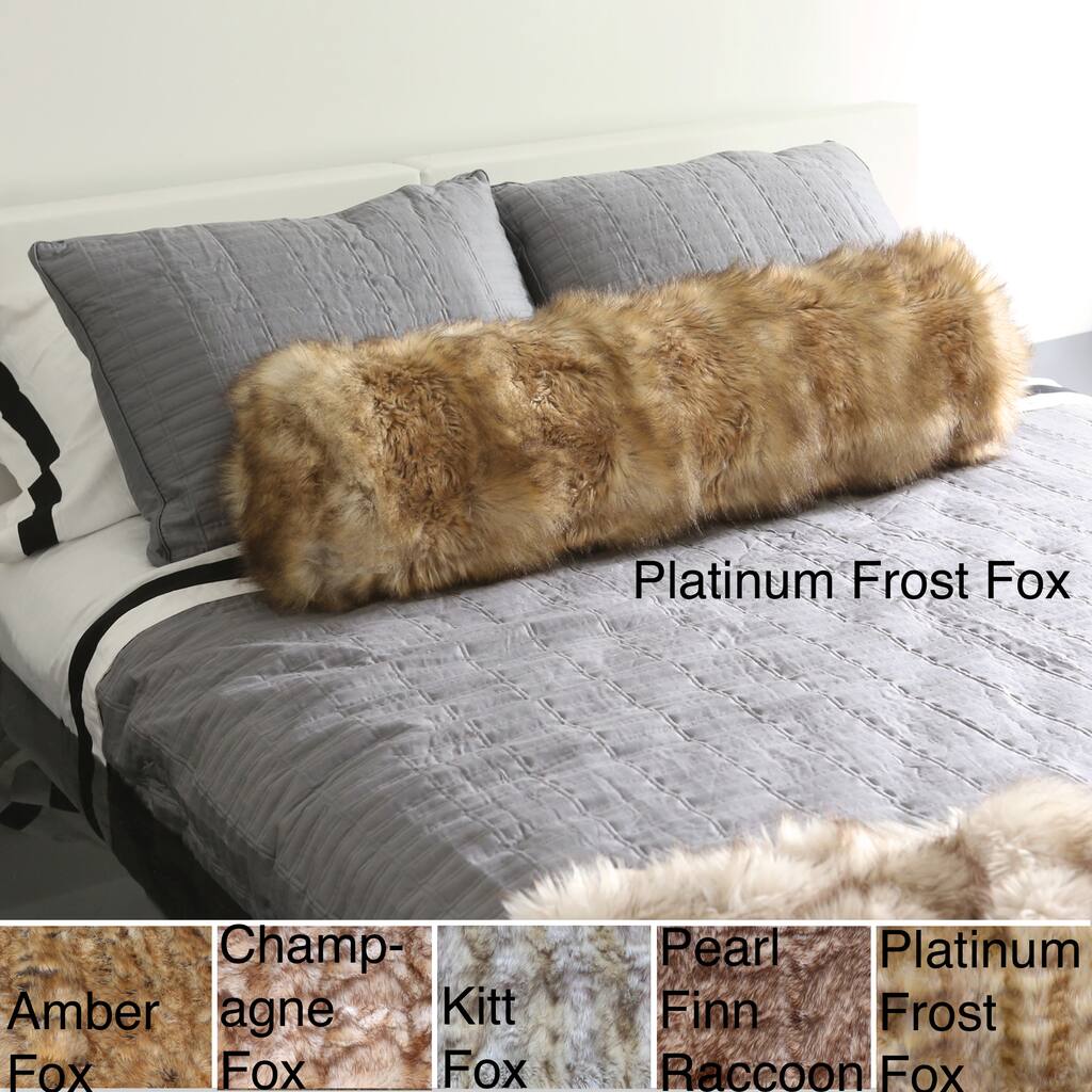 Aurora Home Wild Mannered Luxury Long-Hair Faux-Fur Bolster Throw Pillow