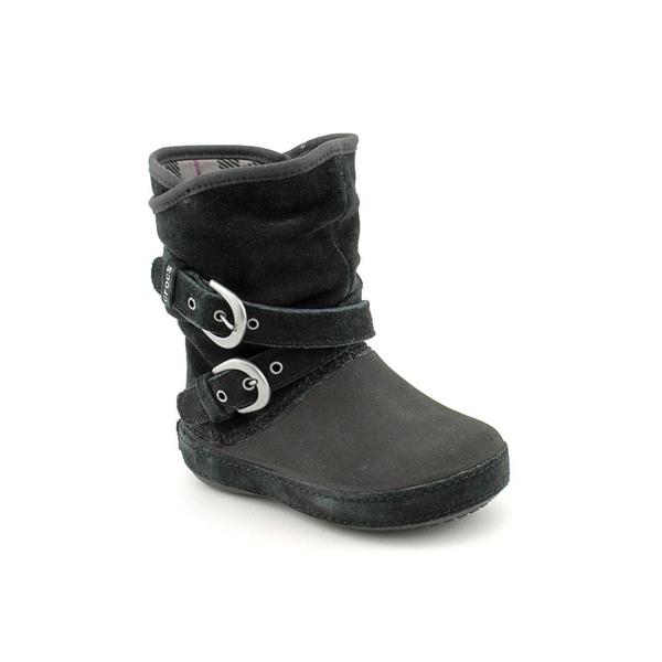 black suede buckle boots