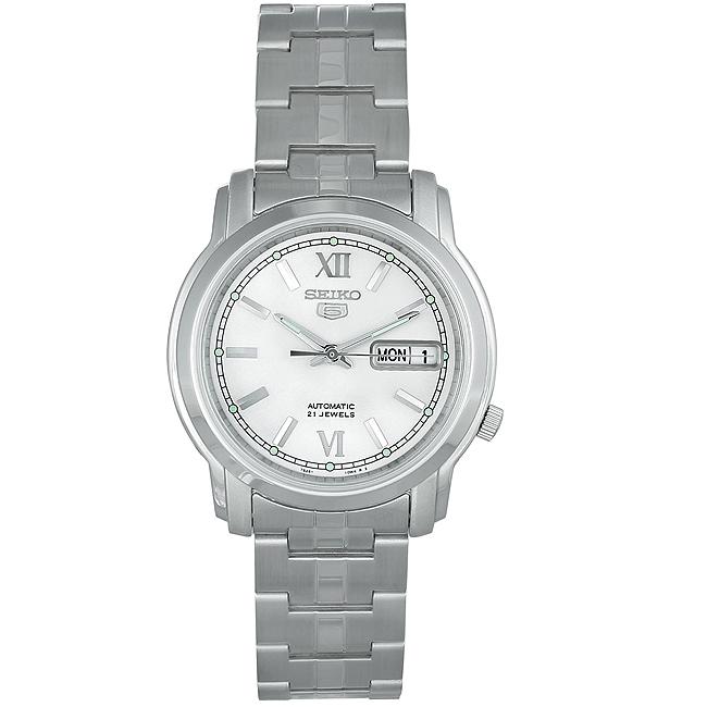 Seiko Men's White Dial Automatic Stainless Steel Watch Seiko Men's Seiko Watches