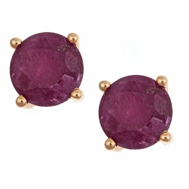 Yach 14k Yellow Gold Ruby Fashion Estate Stud Earrings