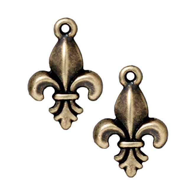 Brassplated Pewter Fleur de Lis Charms (Set of 2 