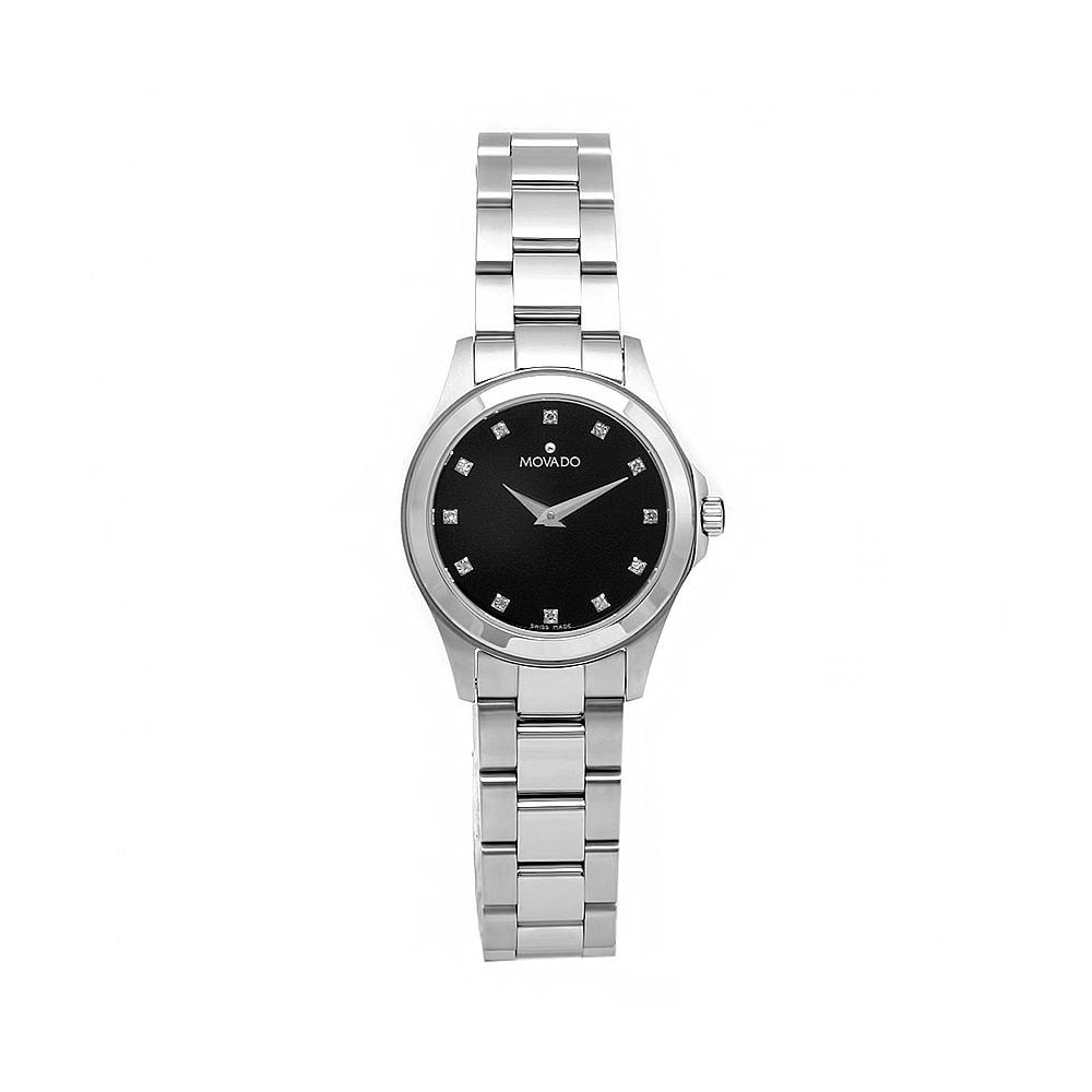 Movado Womens Junior Sport Stainless Steel Black Dial Watch