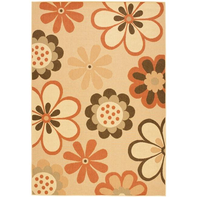 Indoor/ Outdoor Natural/ Terracotta Rug (6'7 x 9'6) Safavieh 5x8   6x9 Rugs