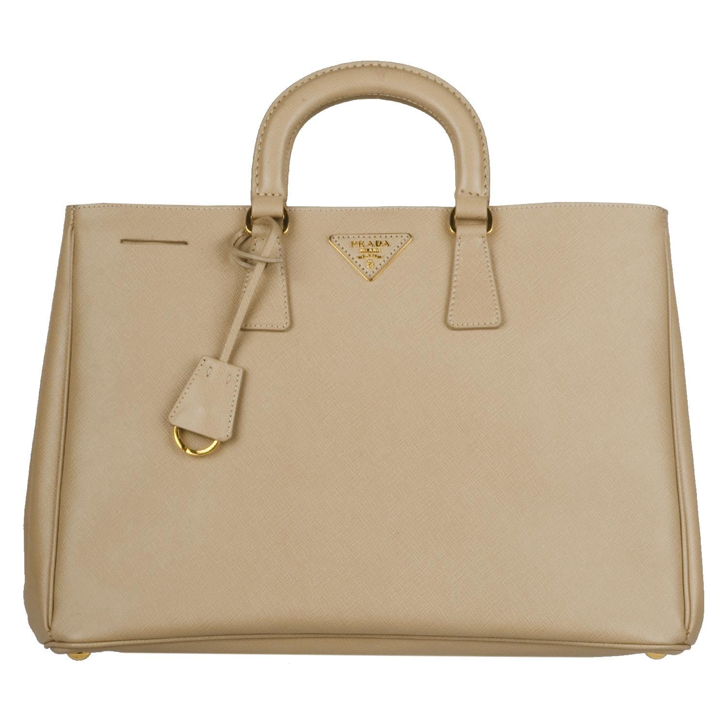 Prada Saffiano Lux Beige Leather Tote Bag  