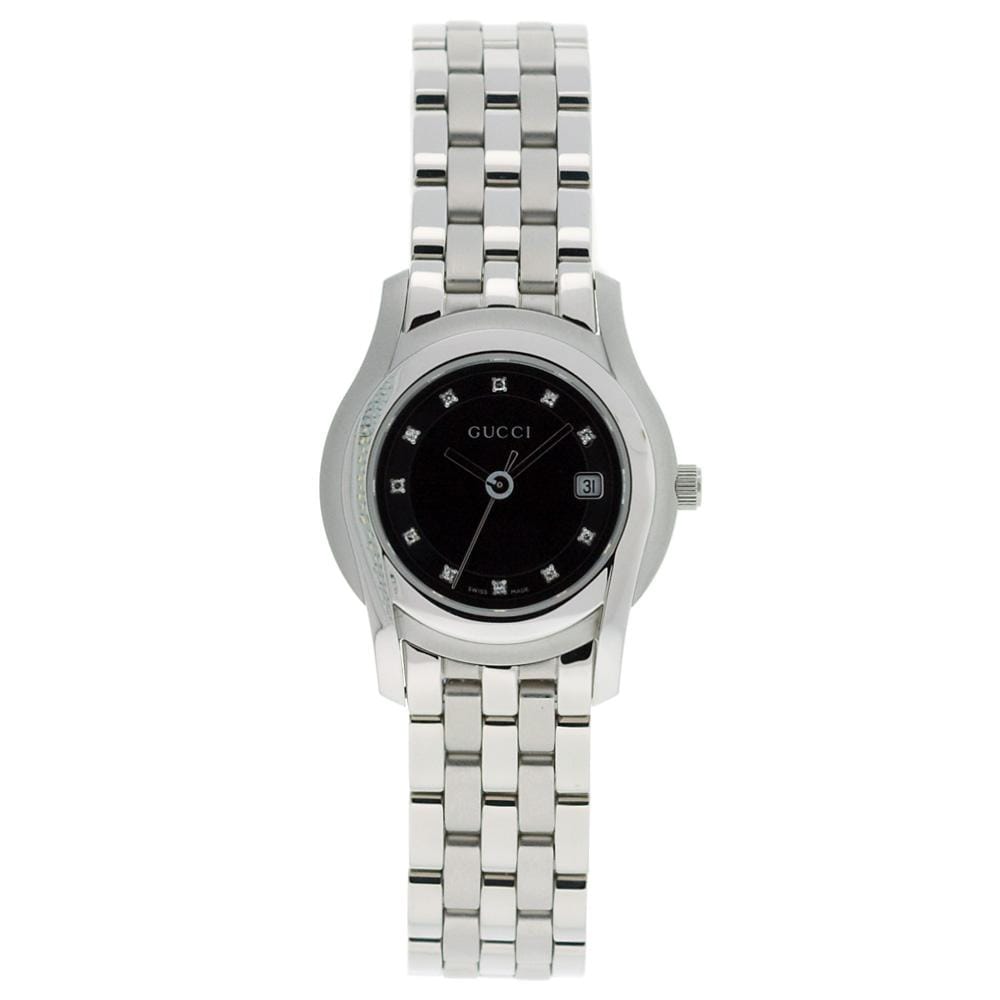 Gucci Womens 5505 Stainless Steel Black Dial Watch