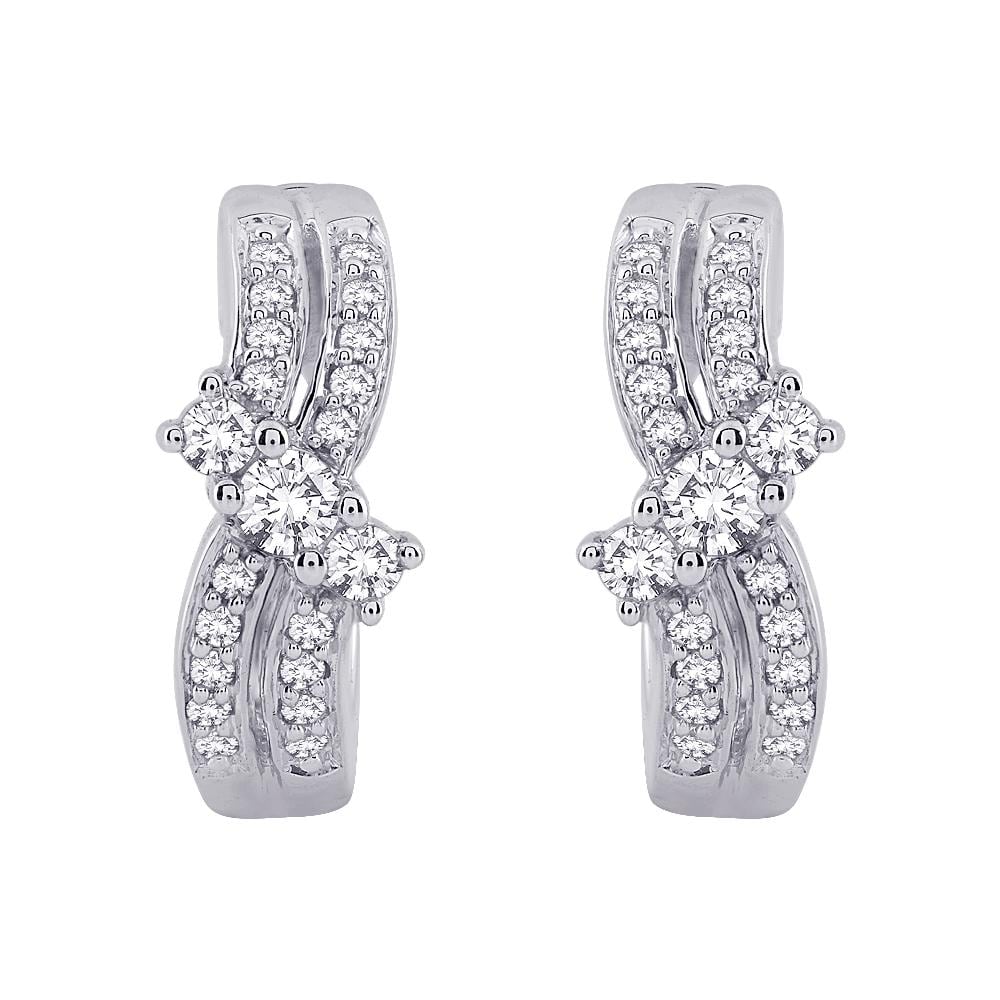 10k White Gold 1/2ct TDW Diamond Hoop Earrings (G H, I2 I3 