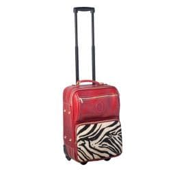 Terrida 19 inch Red and Zebra Printed Soft Leather Carry On Upright