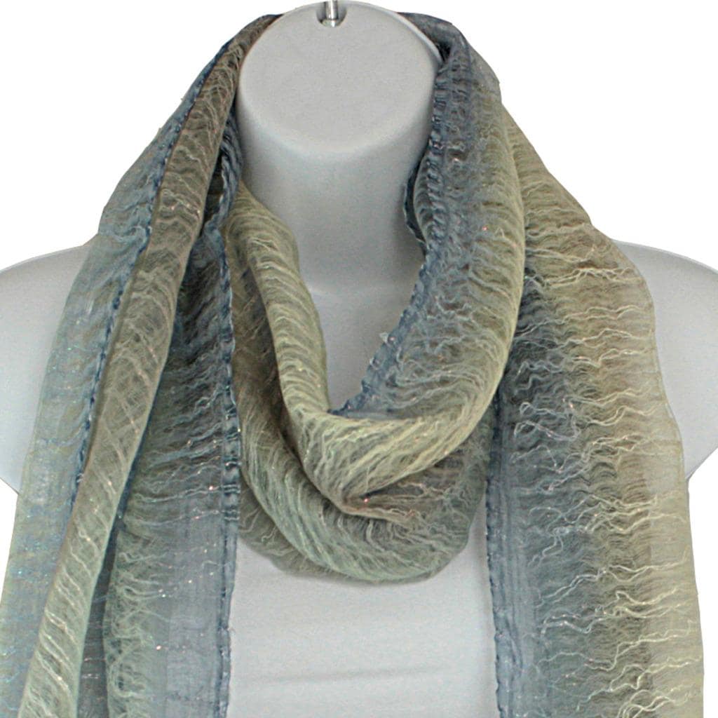 Hand spun Silk Blue Rainbow Vertical Stripes Scarf (India)