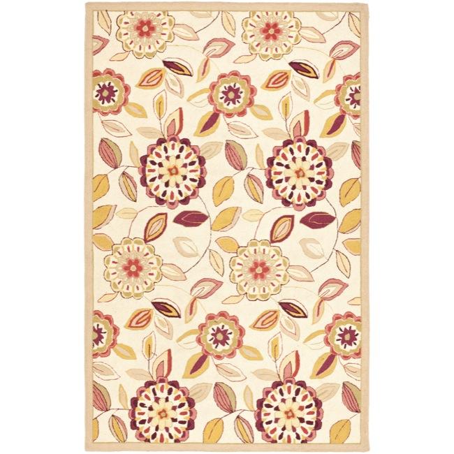 Hand hooked Floral Garden Ivory/ Pink Wool Rug (53 x 83) Today $179