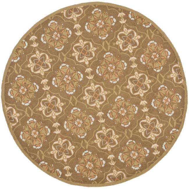 Hand hooked Chelsea Harmony Brown Wool Rug (56 Round)