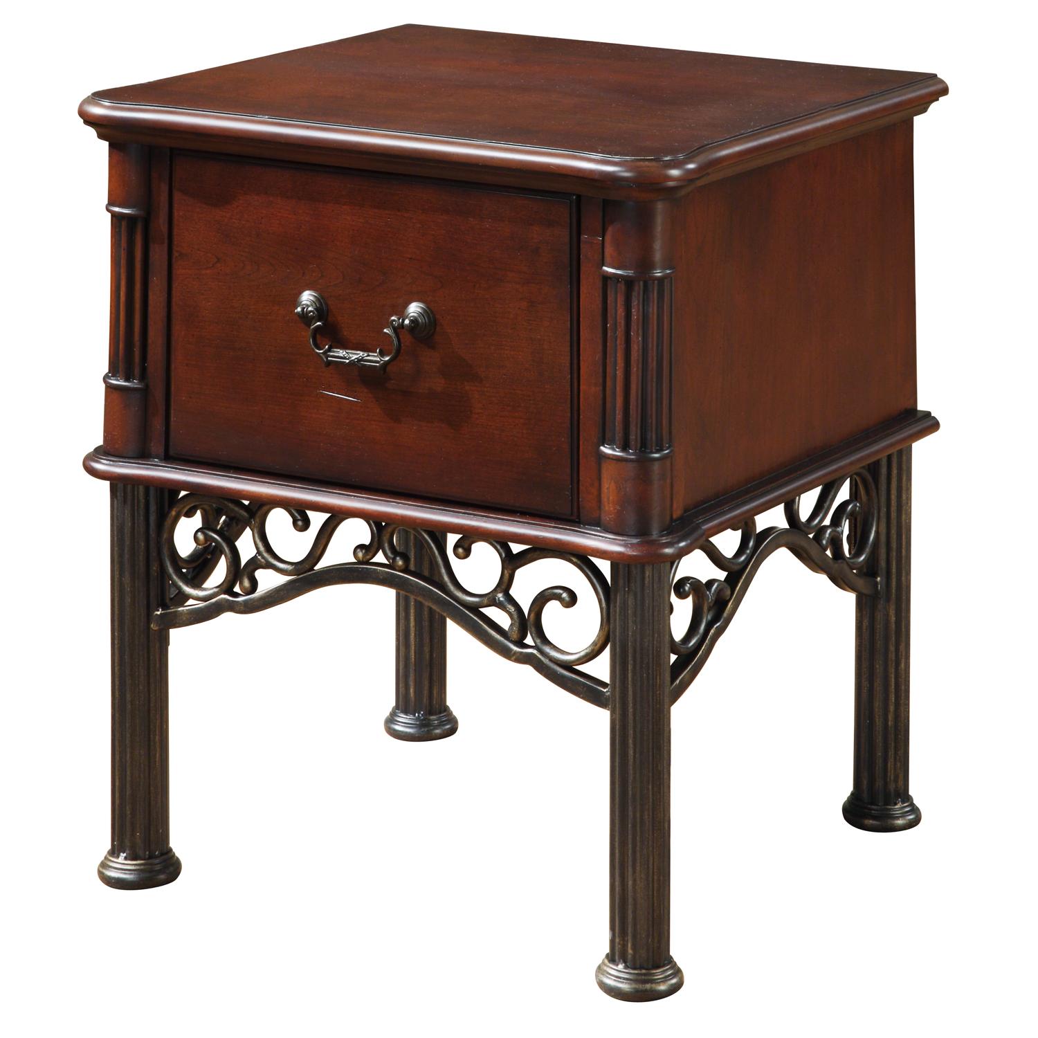 LeAnn Cherry Finish 1 drawer Nightstand