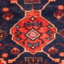 Persian Hand knotted Hamadan Red/ Navy Wool Rug (3'6 x 9'7) 7x9   10x14 Rugs