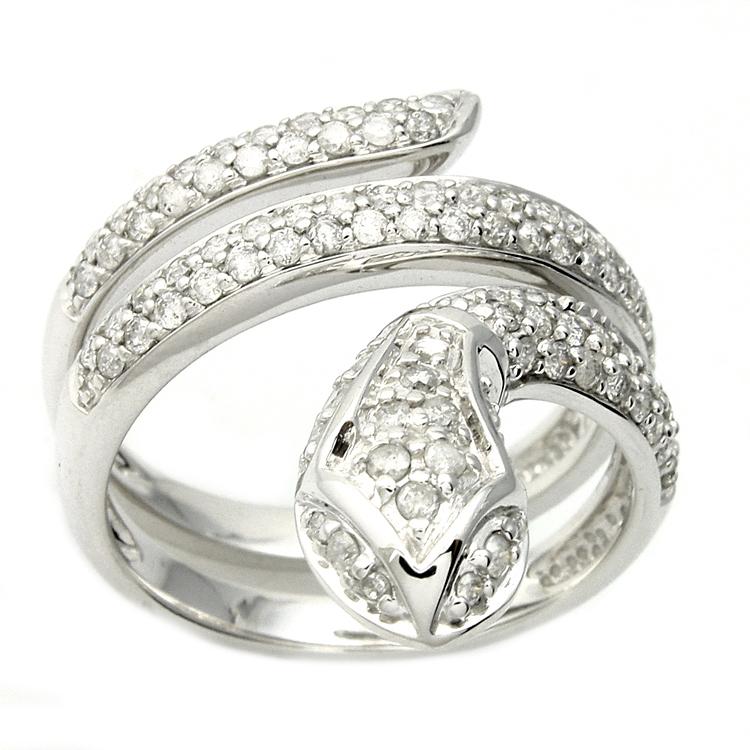 14k White Gold 3/4ct TDW Diamond Snake Ring (H I, I2)  