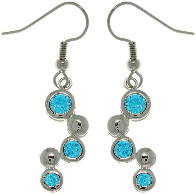 CGC Silvertone Blue Crystal Bubble Cubic Zirconia Earrings Carolina Glamour Collection Cubic Zirconia Earrings