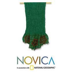 Wool 'Harmony Flowers' Scarf (India) Novica Scarves & Wraps