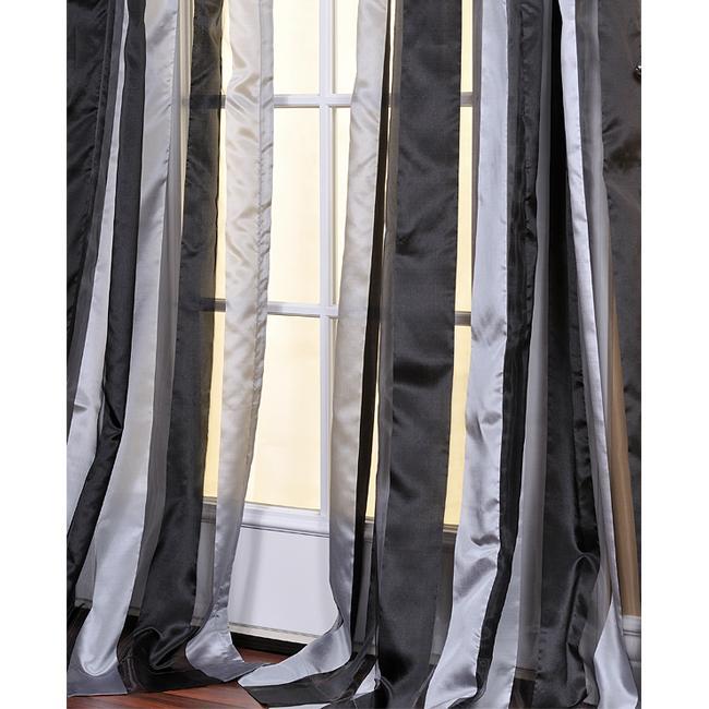 Exclusive Fabrics Black and Grey Striped 84-inch Sheer Curtain Panel