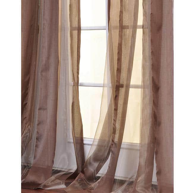 Exclusive Fabrics Jamocha Striped 108-inch Sheer Curtain Panel