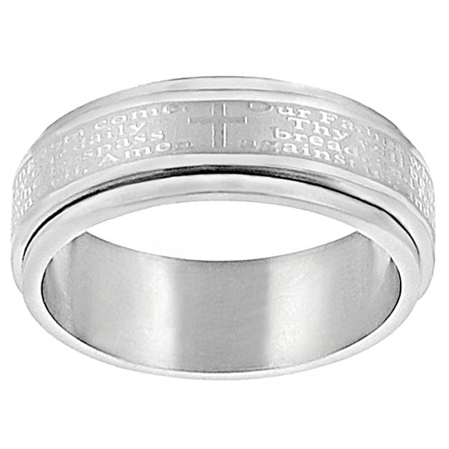 Stainless Steel Mens Lords Prayer Spinner Ring